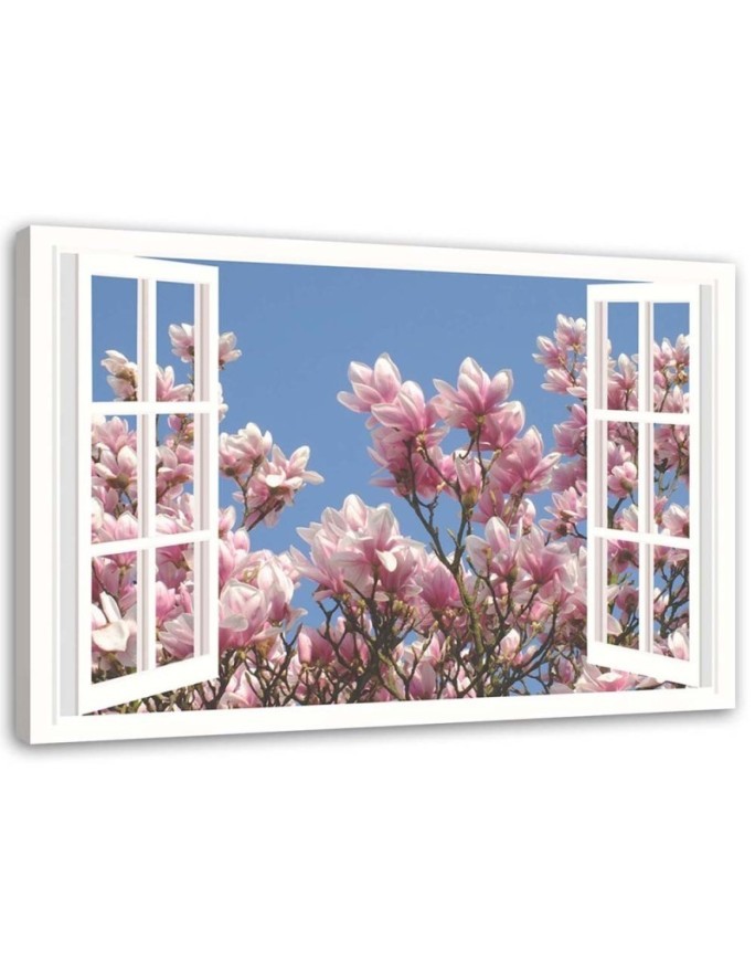 View from the window blooming magnolia - Canvas prints for the living room | FEEBY