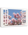 View from the window blooming magnolia - Canvas prints for the living room | FEEBY