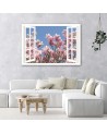 View from the window blooming magnolia - Canvas prints for the living room | FEEBY