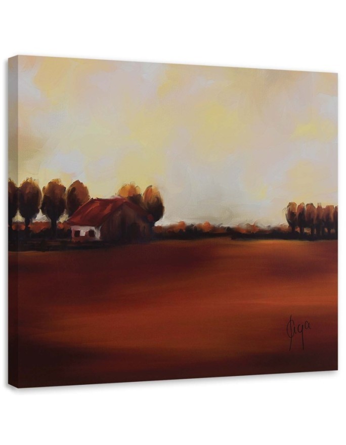 Modern Canvas painting for bedroom - View of a field in the countryside | FEEBY