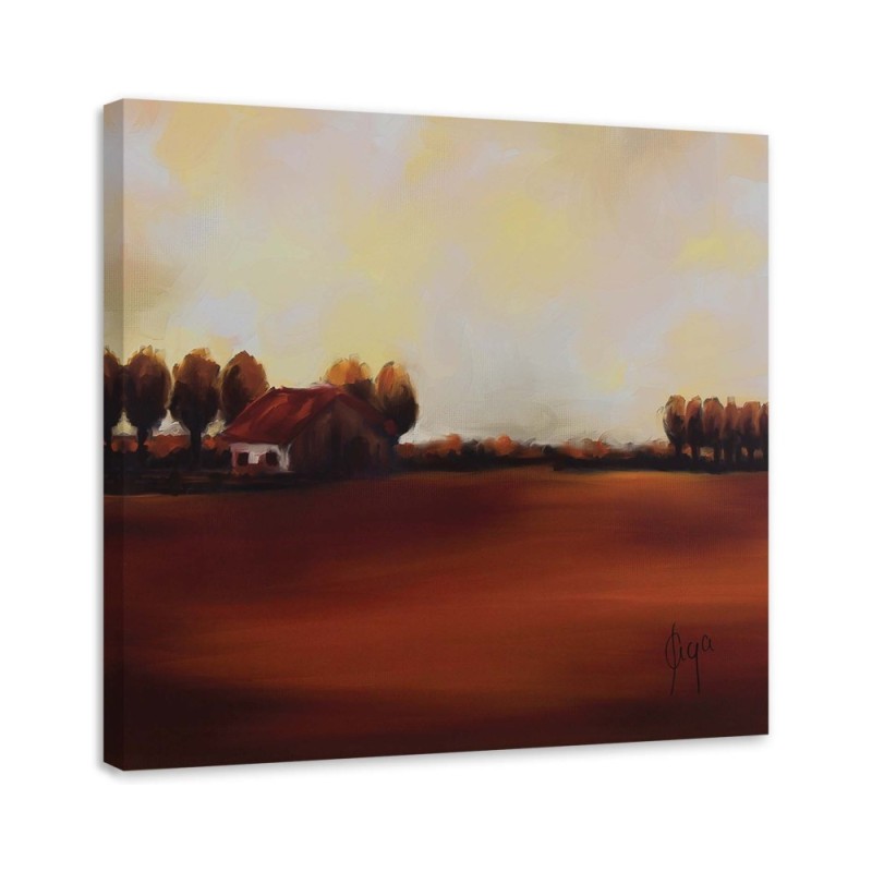 Modern Canvas painting for bedroom - View of a field in the countryside | FEEBY
