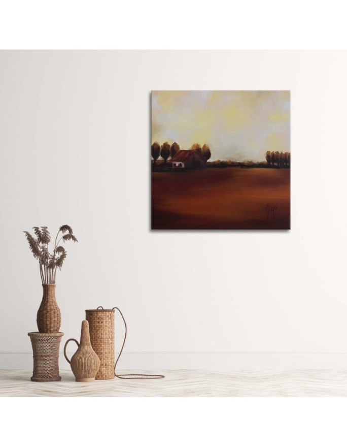 Modern Canvas painting for bedroom - View of a field in the countryside | FEEBY