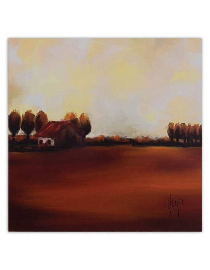 Modern Canvas painting for bedroom - View of a field in the countryside | FEEBY