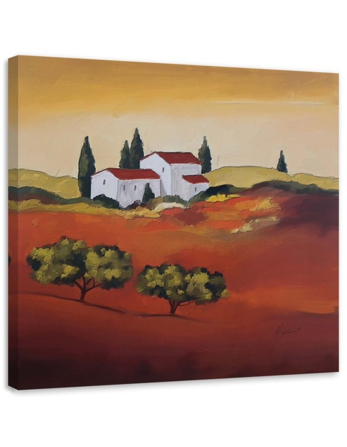 Canvas painting for living room - Tuscany painted landscape | FEEBY