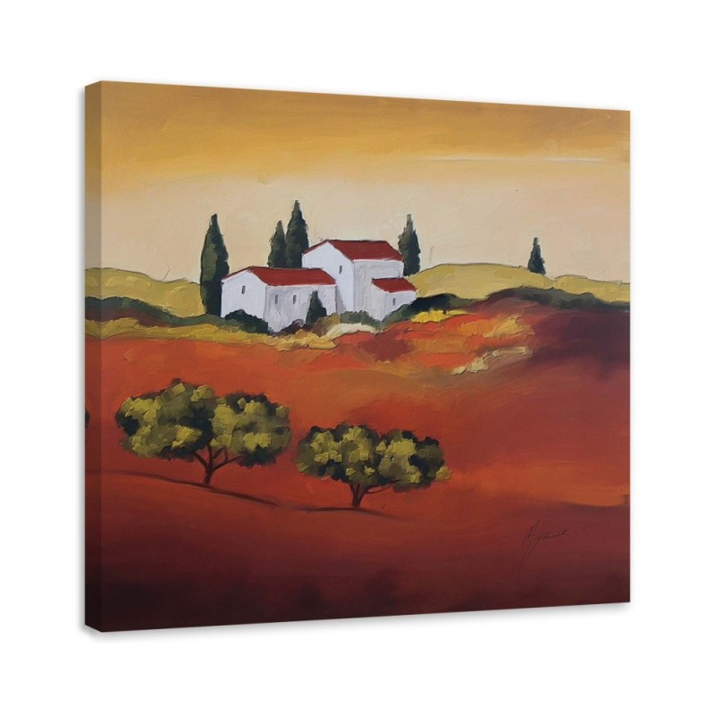 Canvas painting for living room - Tuscany painted landscape | FEEBY