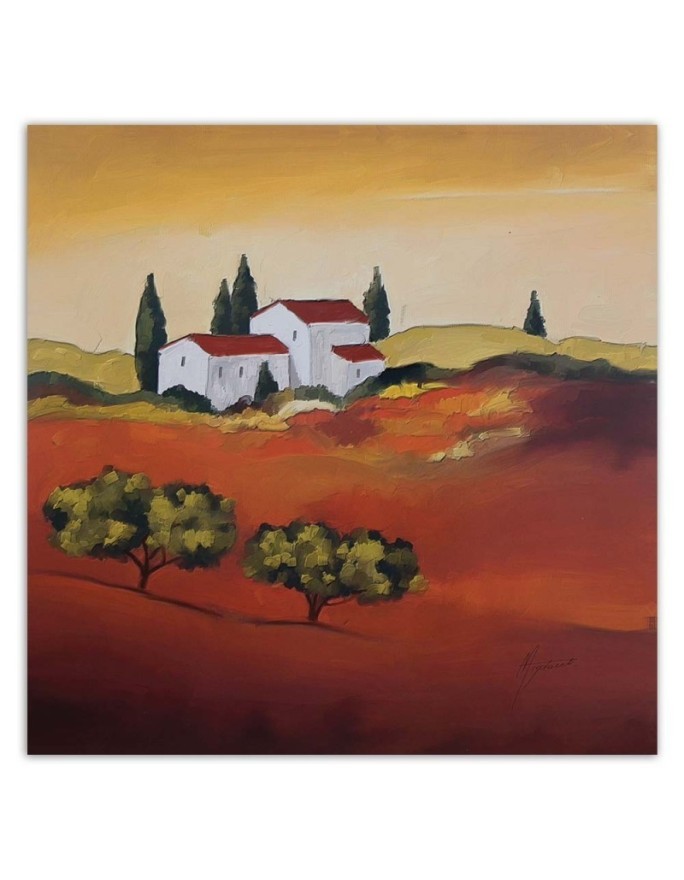 Canvas painting for living room - Tuscany painted landscape | FEEBY