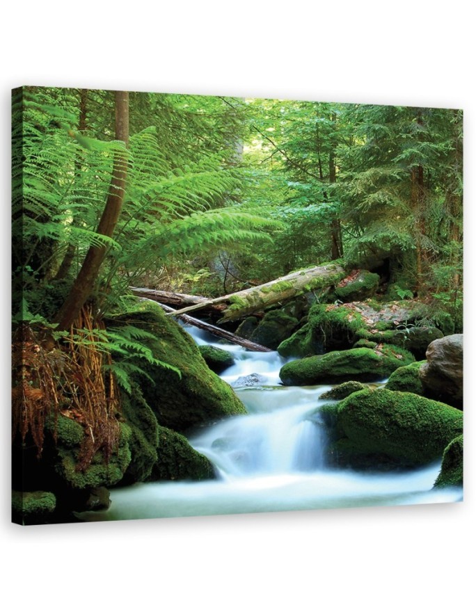 Modern Canvas painting for bedroom - Mountain stream landscape | FEEBY