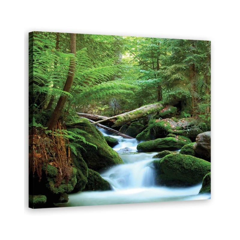 Modern Canvas painting for bedroom - Mountain stream landscape | FEEBY