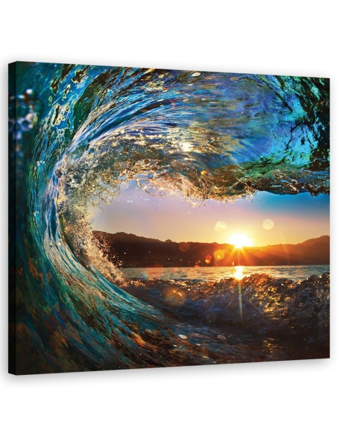 Canvas prints for living room - Sea waves at sunset | FEEBY