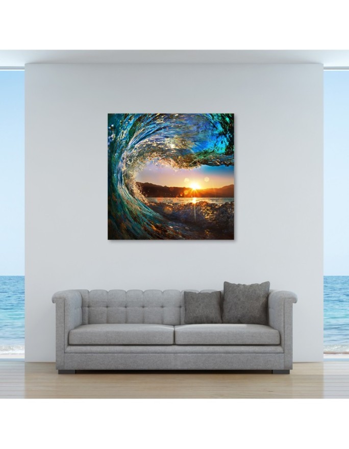 Canvas prints for living room - Sea waves at sunset | FEEBY