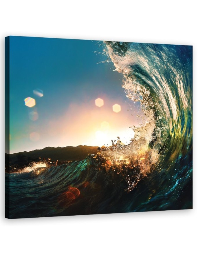Sea waves sunrise - Pictures on Canvas for the living room | FEEBY