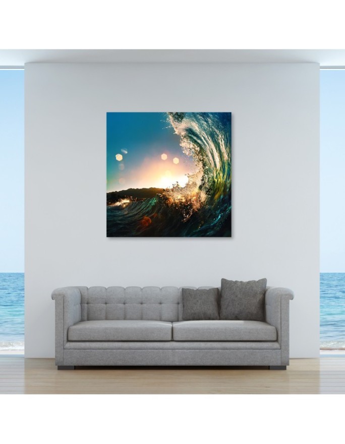 Sea waves sunrise - Pictures on Canvas for the living room | FEEBY