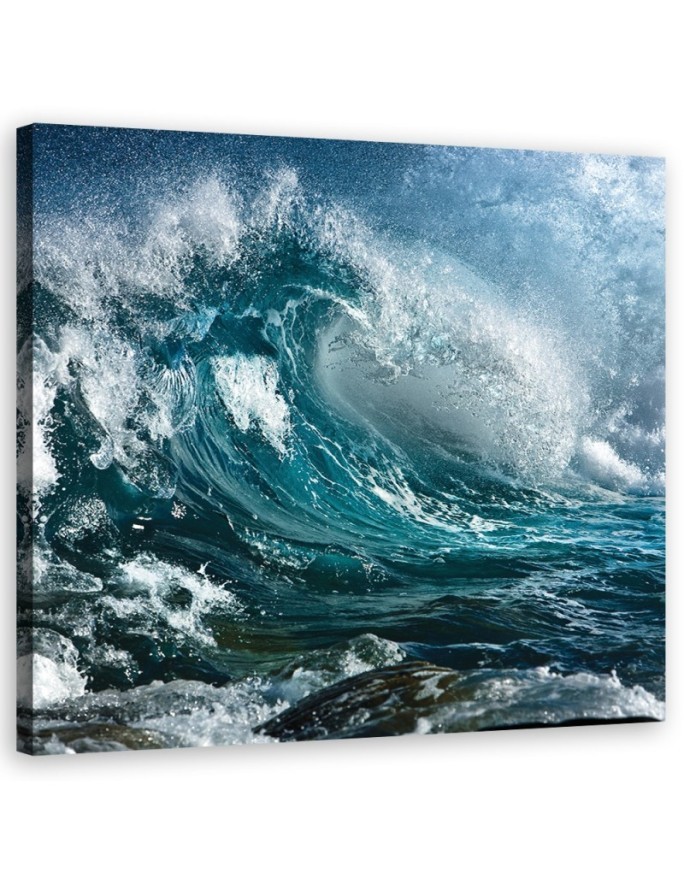 Ocean waves blue - Modern Canvas painting for bedroom | FEEBY