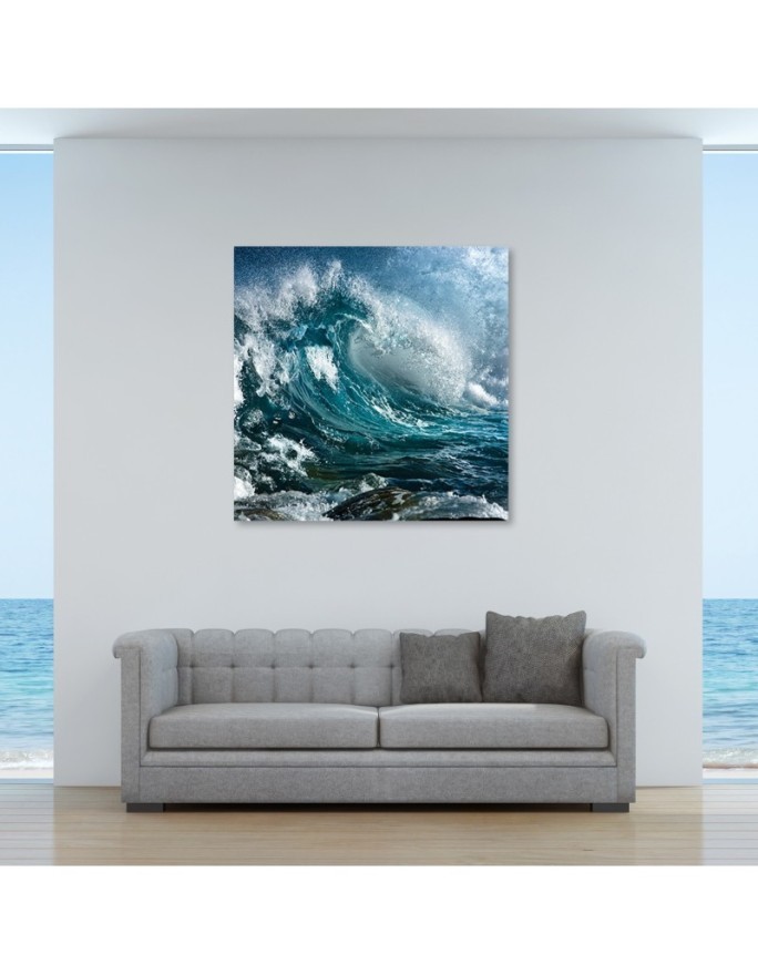 Ocean waves blue - Modern Canvas painting for bedroom | FEEBY