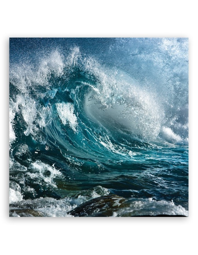 Ocean waves blue - Modern Canvas painting for bedroom | FEEBY