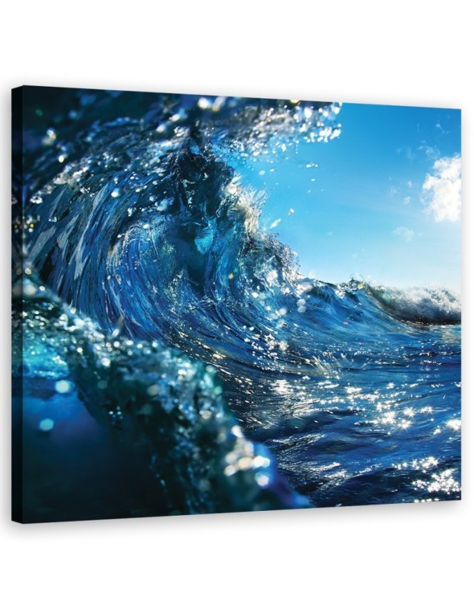 Ocean waves blue - Canvas painting for living room | FEEBY
