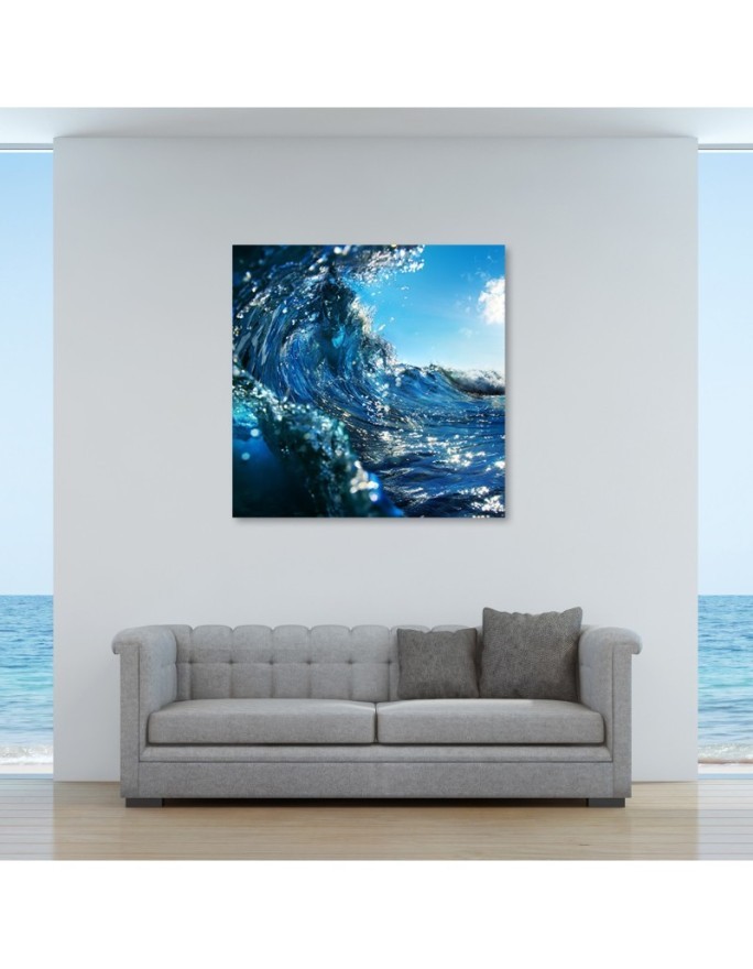 Ocean waves blue - Canvas painting for living room | FEEBY