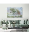 Canvas painting for living room - Trees on a misty meadow | FEEBY