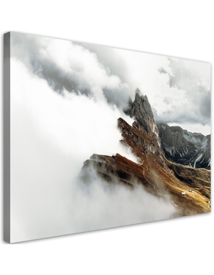 Mountain peak in the clouds - Modern CAnvas painting for bedroom | FEEBY