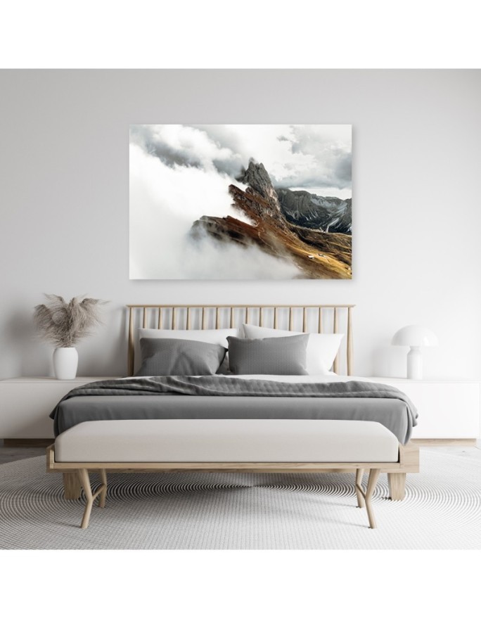 Mountain peak in the clouds - Modern CAnvas painting for bedroom | FEEBY