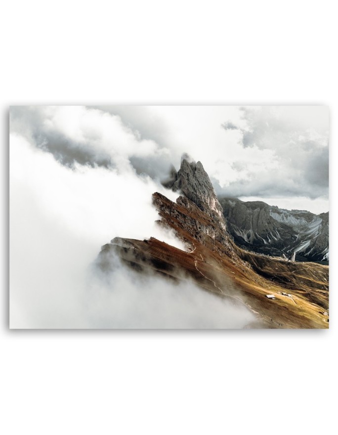 Mountain peak in the clouds - Modern CAnvas painting for bedroom | FEEBY