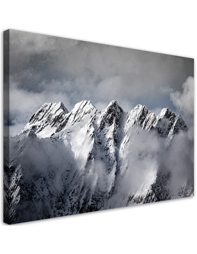 Mountain peak in winter - Modern Canvas painting for bedroom | FEEBY