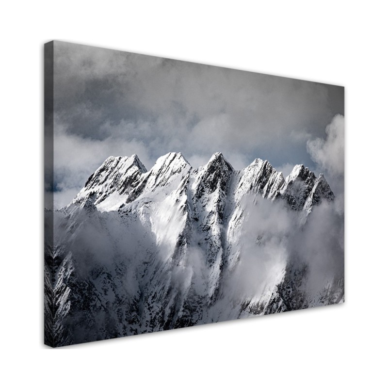 Mountain peak in winter - Modern Canvas painting for bedroom | FEEBY