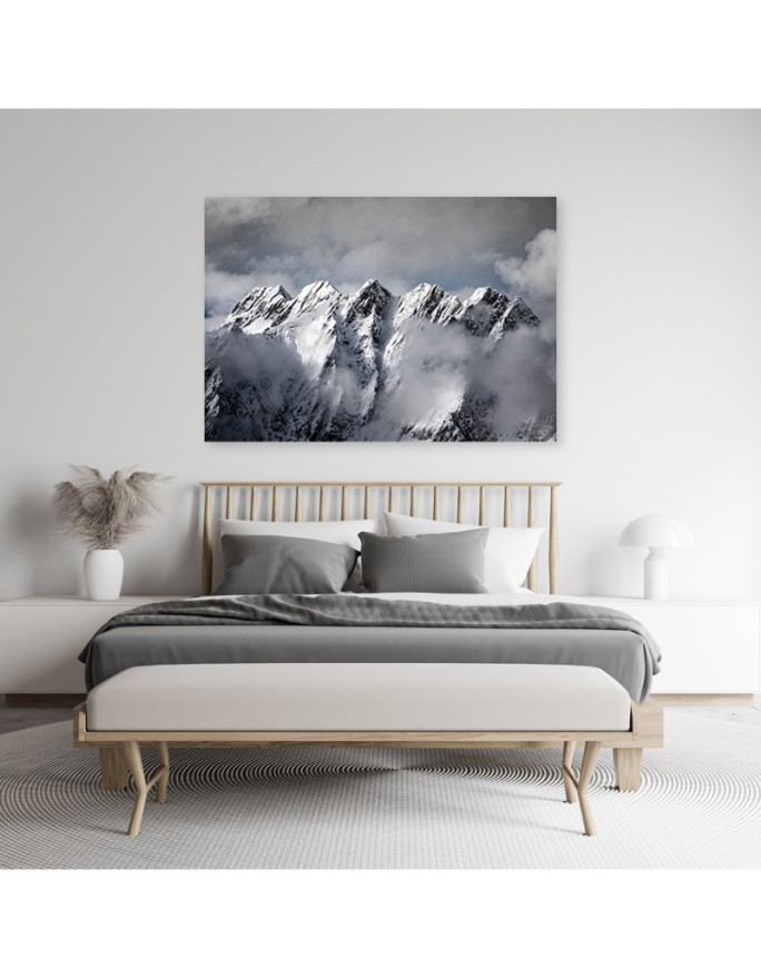 Mountain peak in winter - Modern Canvas painting for bedroom | FEEBY