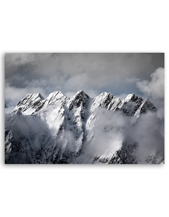 Mountain peak in winter - Modern Canvas painting for bedroom | FEEBY