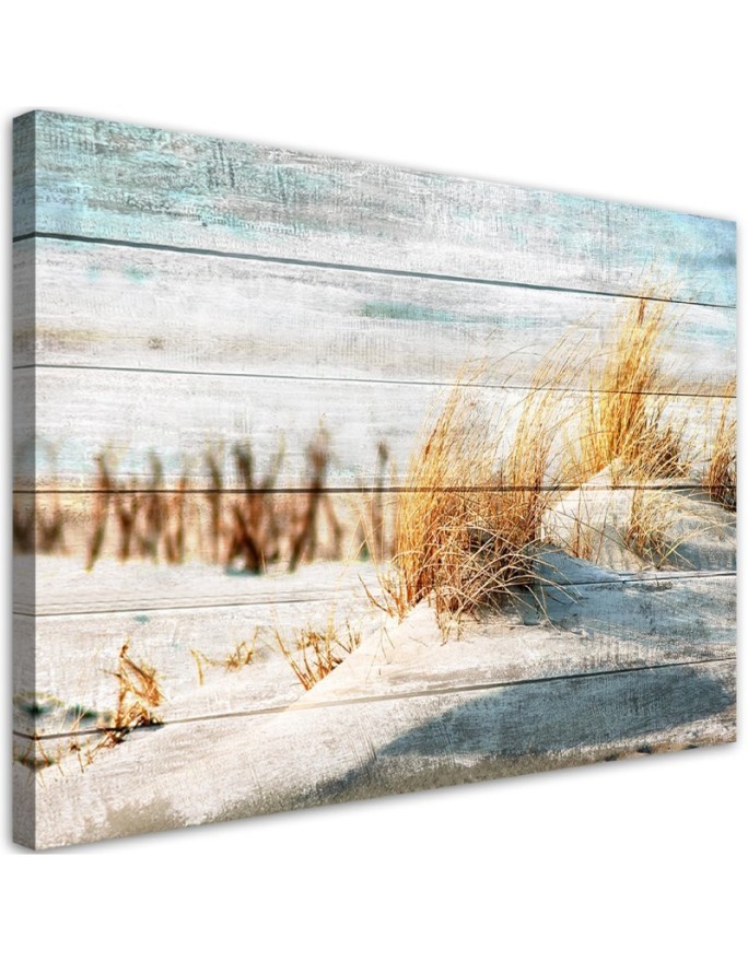 Beach dunes on wood - Canvas prints for living room | FEEBY