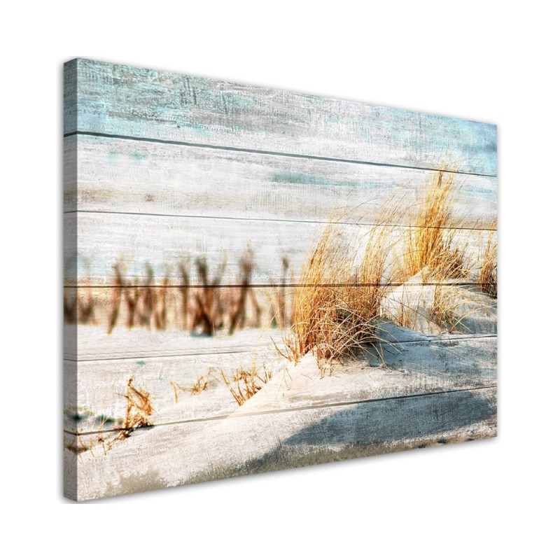 Beach dunes on wood - Canvas prints for living room | FEEBY