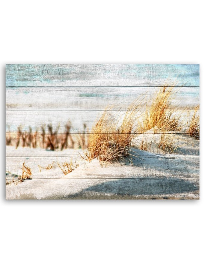 Beach dunes on wood - Canvas prints for living room | FEEBY