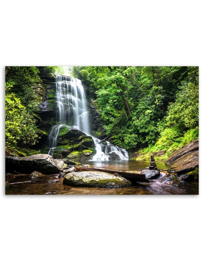 Modern Canvas painting for bedroom - Waterfall in a green forest | FEEBY