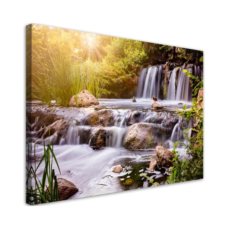 Canvas prints for living room - Waterfall at sunset nature | FEEBY
