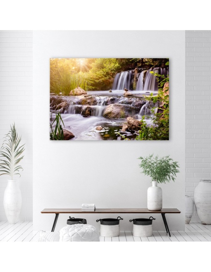 Canvas prints for living room - Waterfall at sunset nature | FEEBY