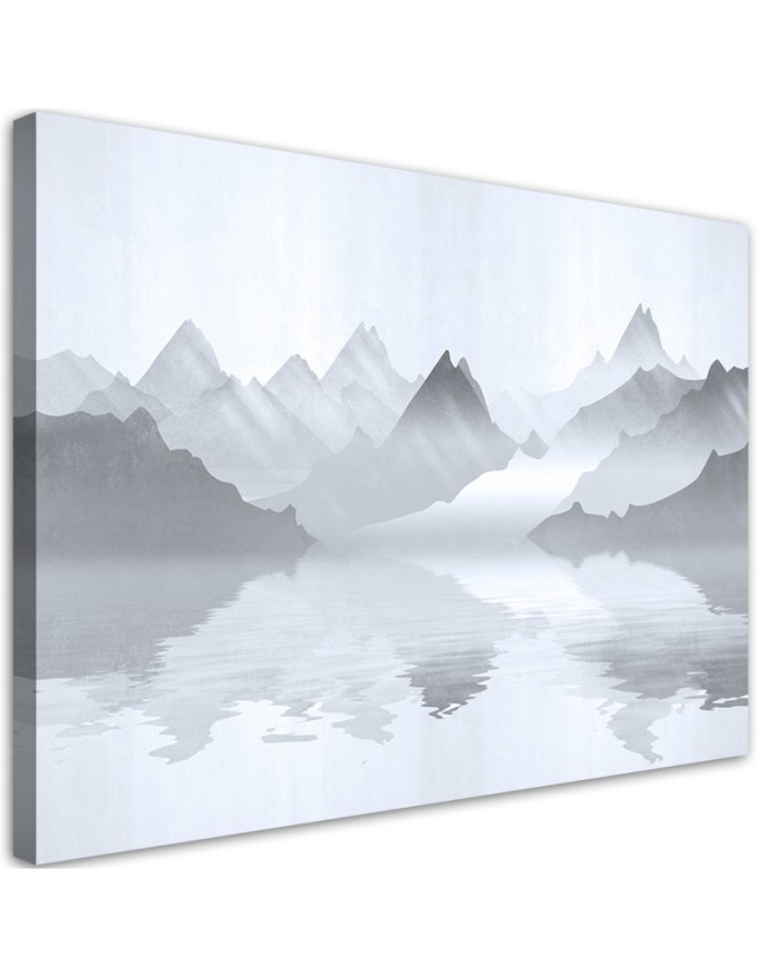 Canvas print - Mountains over the lake abstract | FEEBY