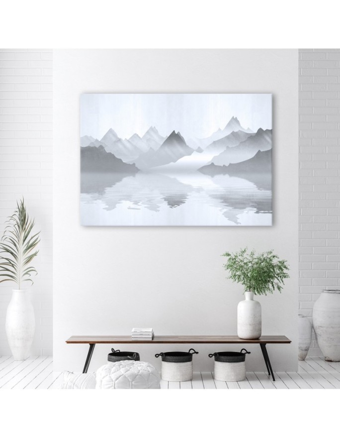 Canvas print - Mountains over the lake abstract | FEEBY