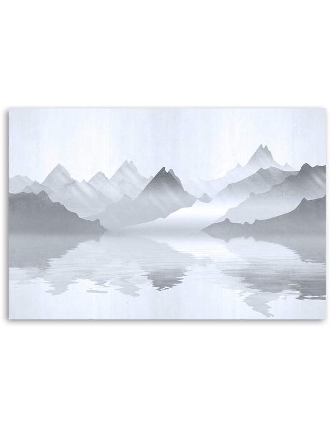 Canvas print - Mountains over the lake abstract | FEEBY
