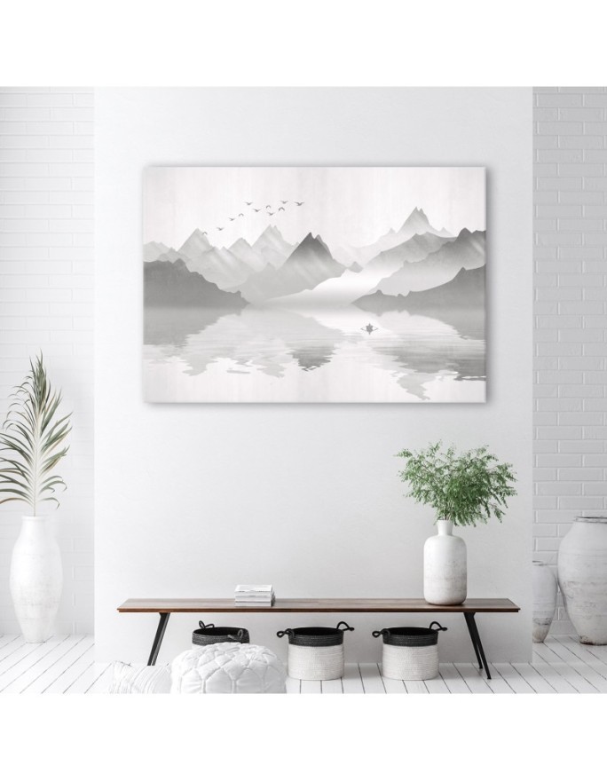 Modern Canvas painting for living room - Mountains on the lake abstract | FEEBY