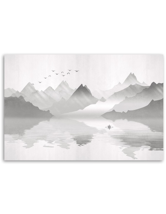 Modern Canvas painting for living room - Mountains on the lake abstract | FEEBY