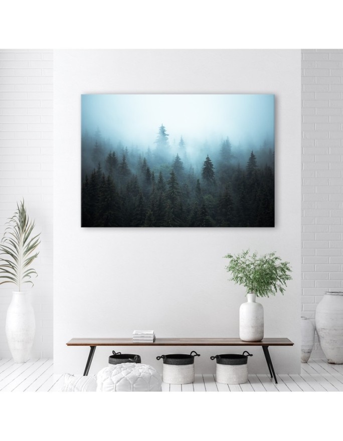 Modern Canvas painting for bedroom - Forest in the fog | FEEBY