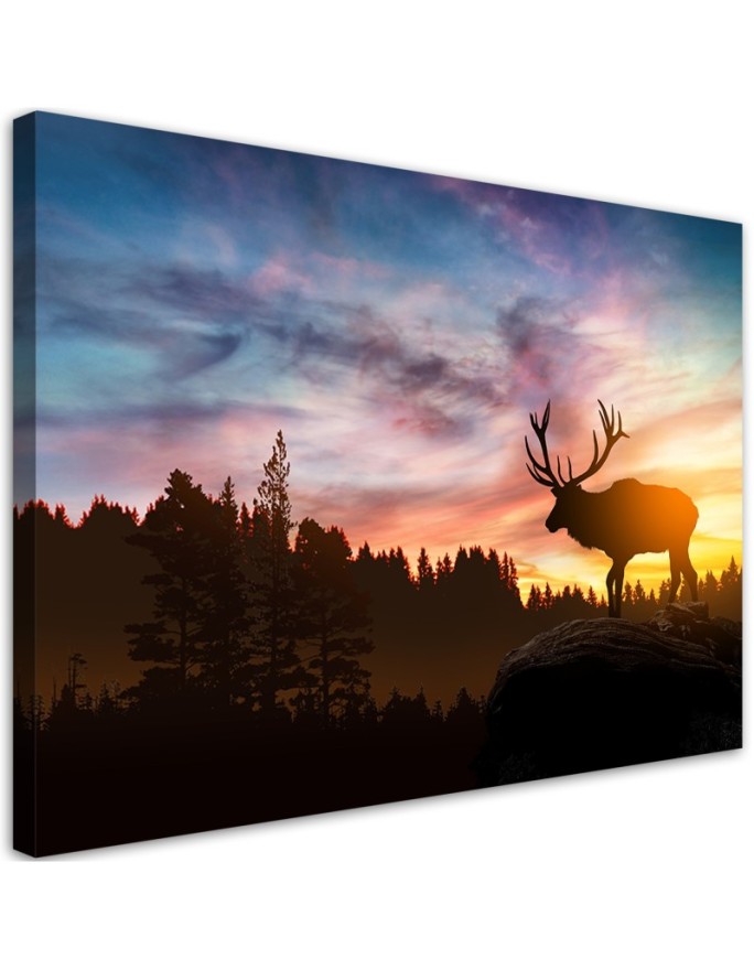 Canvas print Deer at sunset