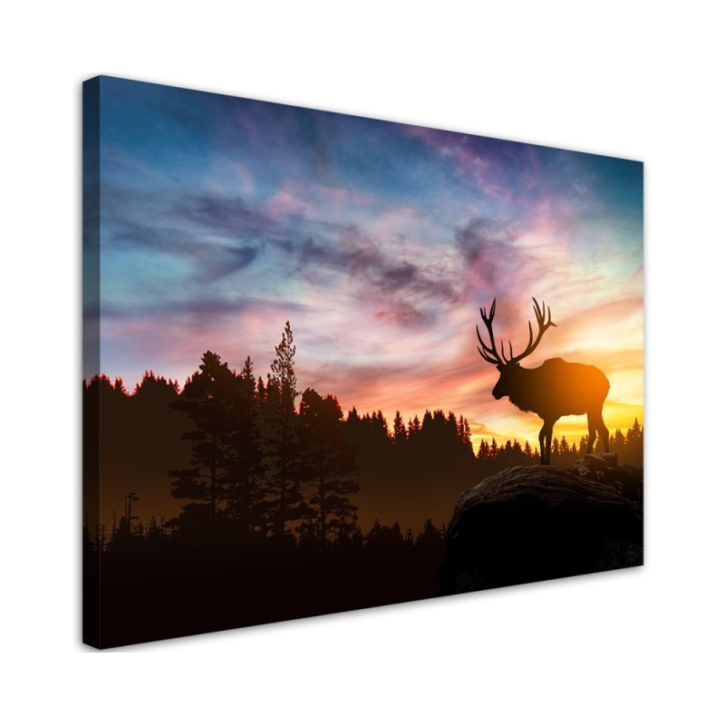 Canvas painting for living room - Deer at sunset | FEEBY