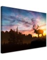 Canvas painting for living room - Deer at sunset | FEEBY
