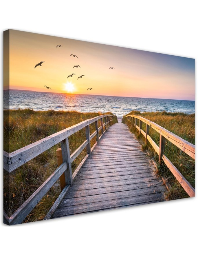 Sunset sea beach - Picture on Canvas  for the living room | FEEBY