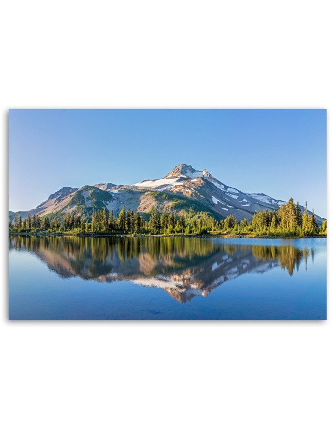 Forest Mountains Lake landscape - Modern Canvas painting for bedroom | FEEBY