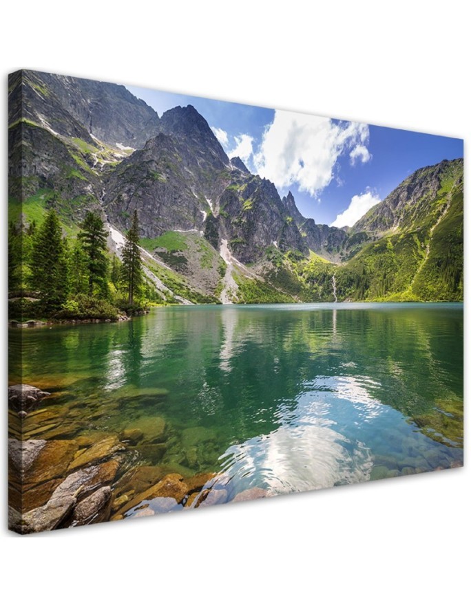 Mountain lake Nature trees - Canvas print | FEEBY