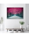 Avenue of pink trees - Modern Canvas painting for living room | FEEBY