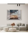 Canvas print - Window autumn mist in the mountains | FEEBY