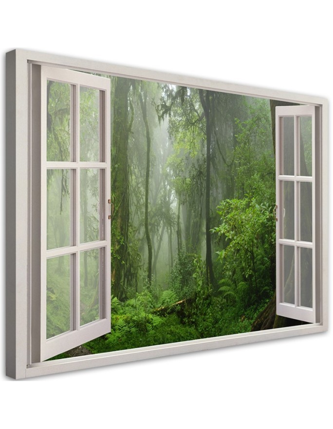 Modern Canvas painting for living room - Window tropical forest jungle | FEEBY